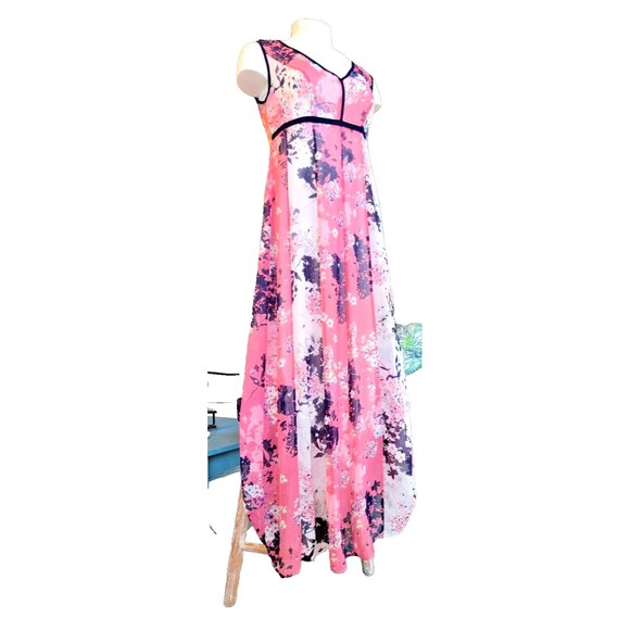 Per Una Maxi length Sheer Overlays Sleeveless Dress Coral, Blue, White Orient- S - Picture 1 of 16